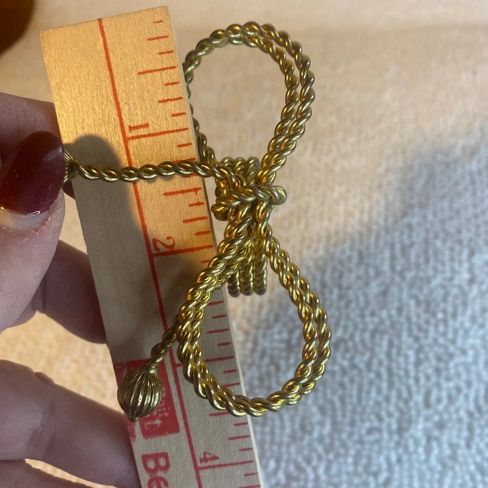 Set of‎ 8 Vintage Gold Tone Twisted Rope Bow Napkin Rings MCM